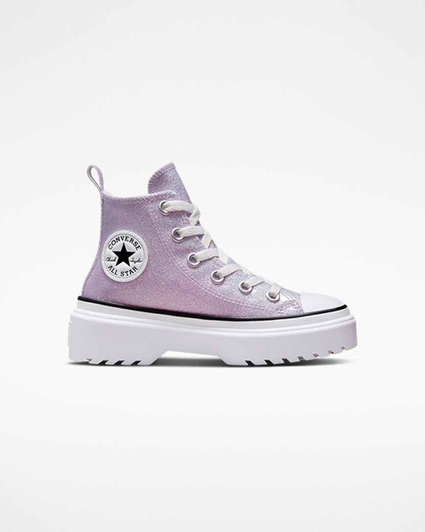 Dívčí Boty Na Platformy Converse Chuck Taylor All Star Lugged Lift Glitter Vysoké Fialové Bílé Černé | CZ IEBZ69